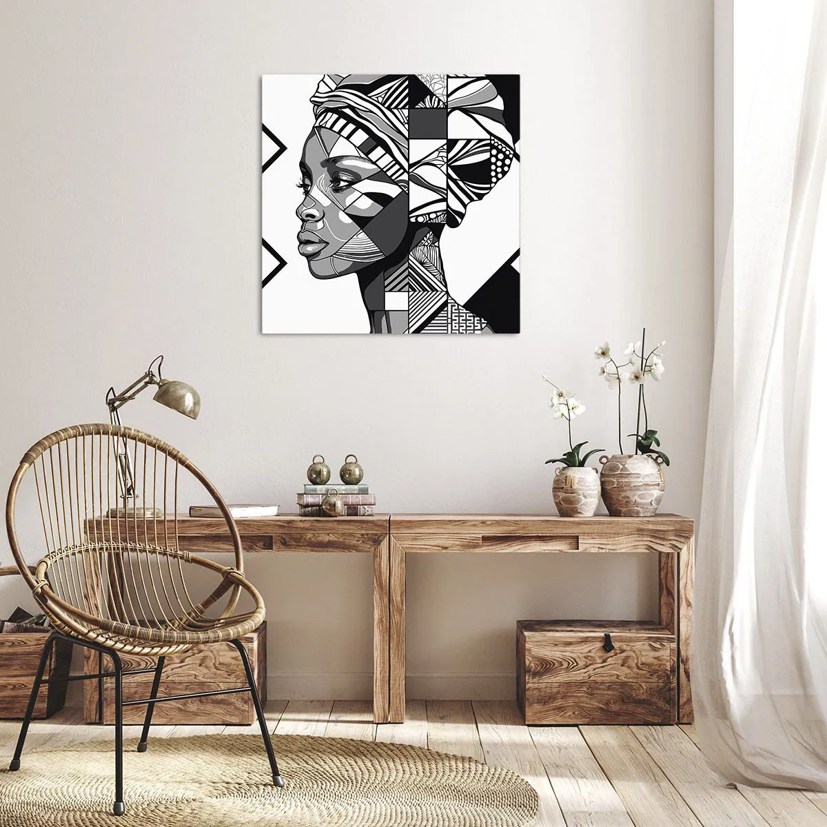 Quadro em tela - Retrato étnico - 40x40 cm