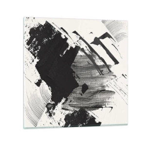 Quadro em vidro - Abstração – expressão do preto - 30x30 cm