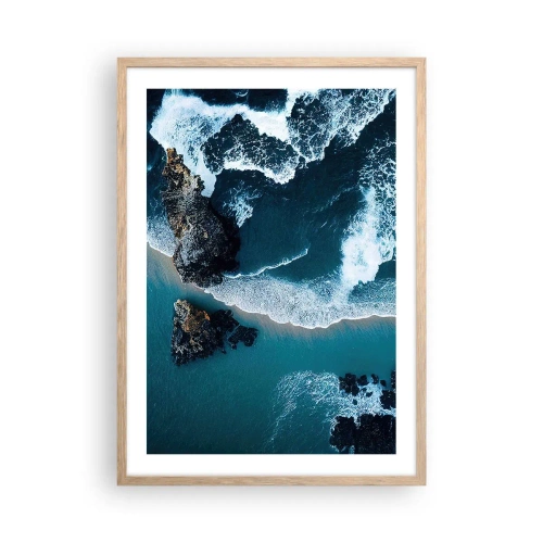 Pôster com moldura de carvalho claro - Envolto em ondas - 50x70 cm
