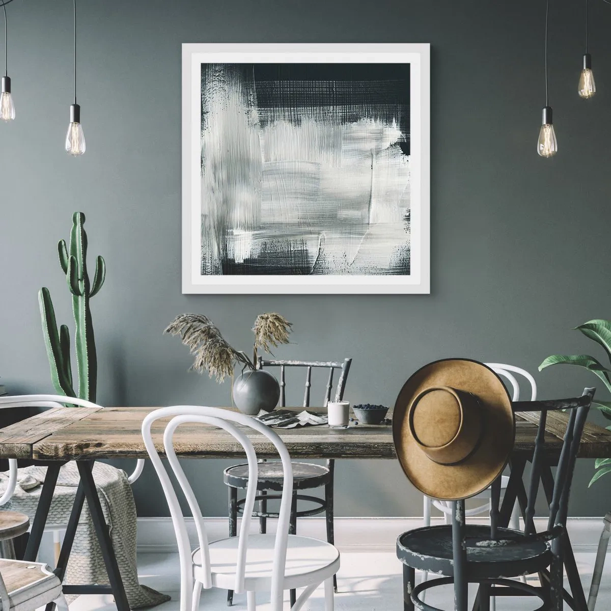 Pôster em moldura branca - Entrelaçado na vertical e horizontal - 60x60 cm