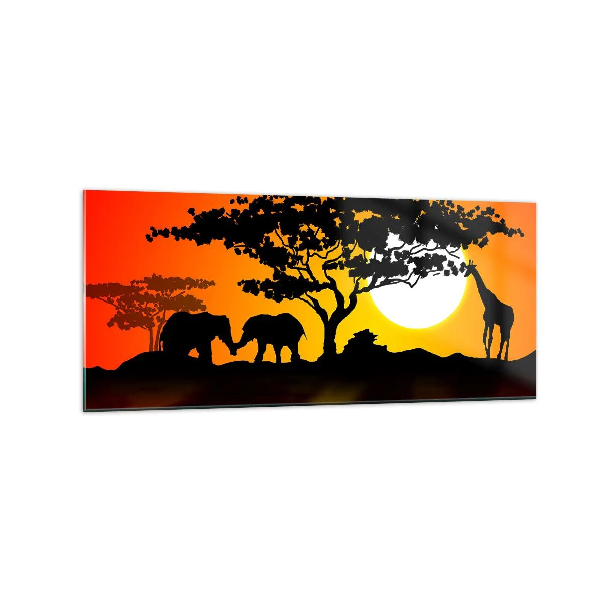 Quadro em vidro - Encontro na savana - 120x50 cm