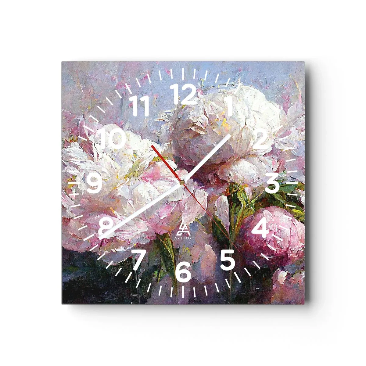 Relógio de parede - Relógio em vidro - Um buquê cheio de vida - 40x40 cm