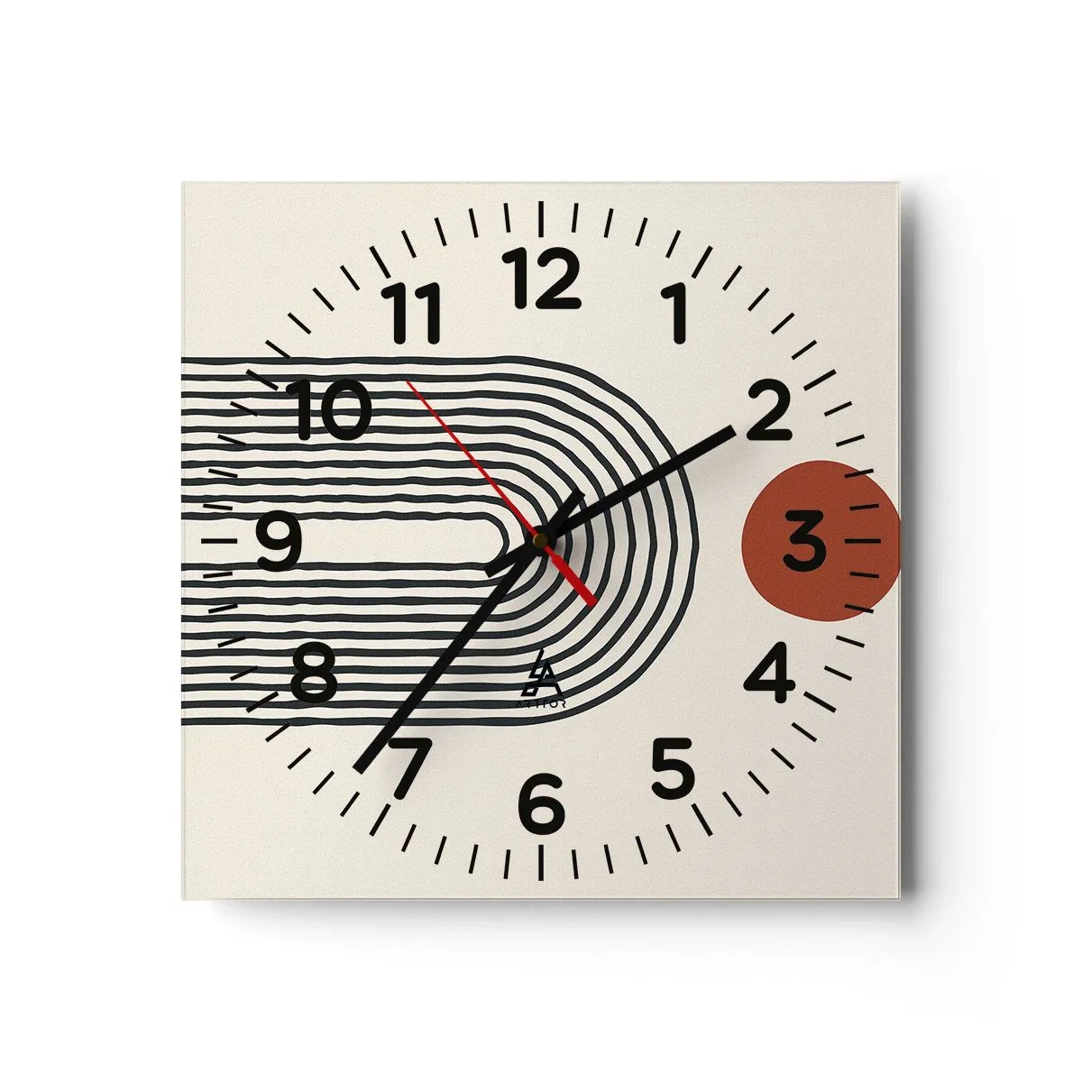 Relógio de parede - Relógio em vidro - Magnetismo de formas e cores - 30x30 cm