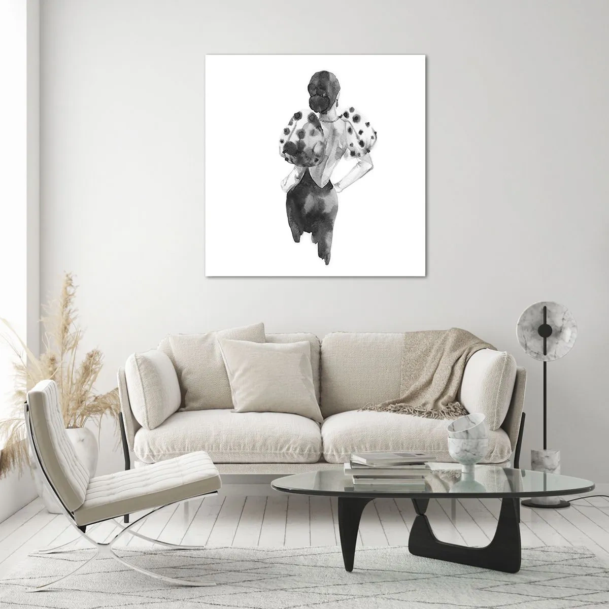 Quadro em vidro - Ela passou por aqui - 60x60 cm