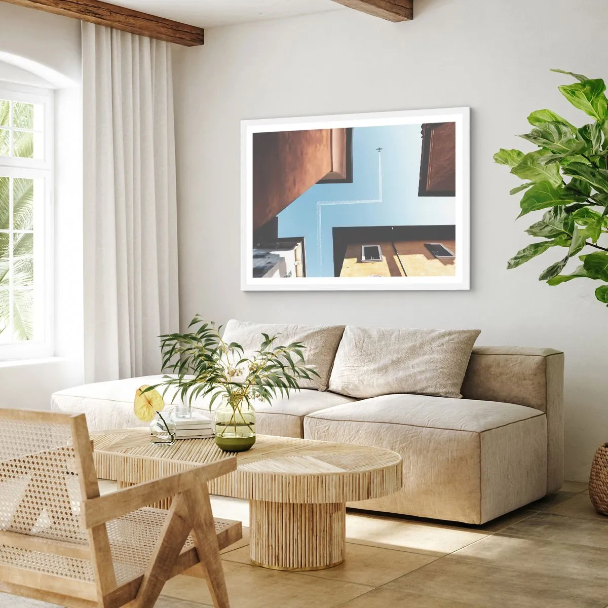 Pôster em moldura branca - Acima do labirinto da cidade - 50x40 cm