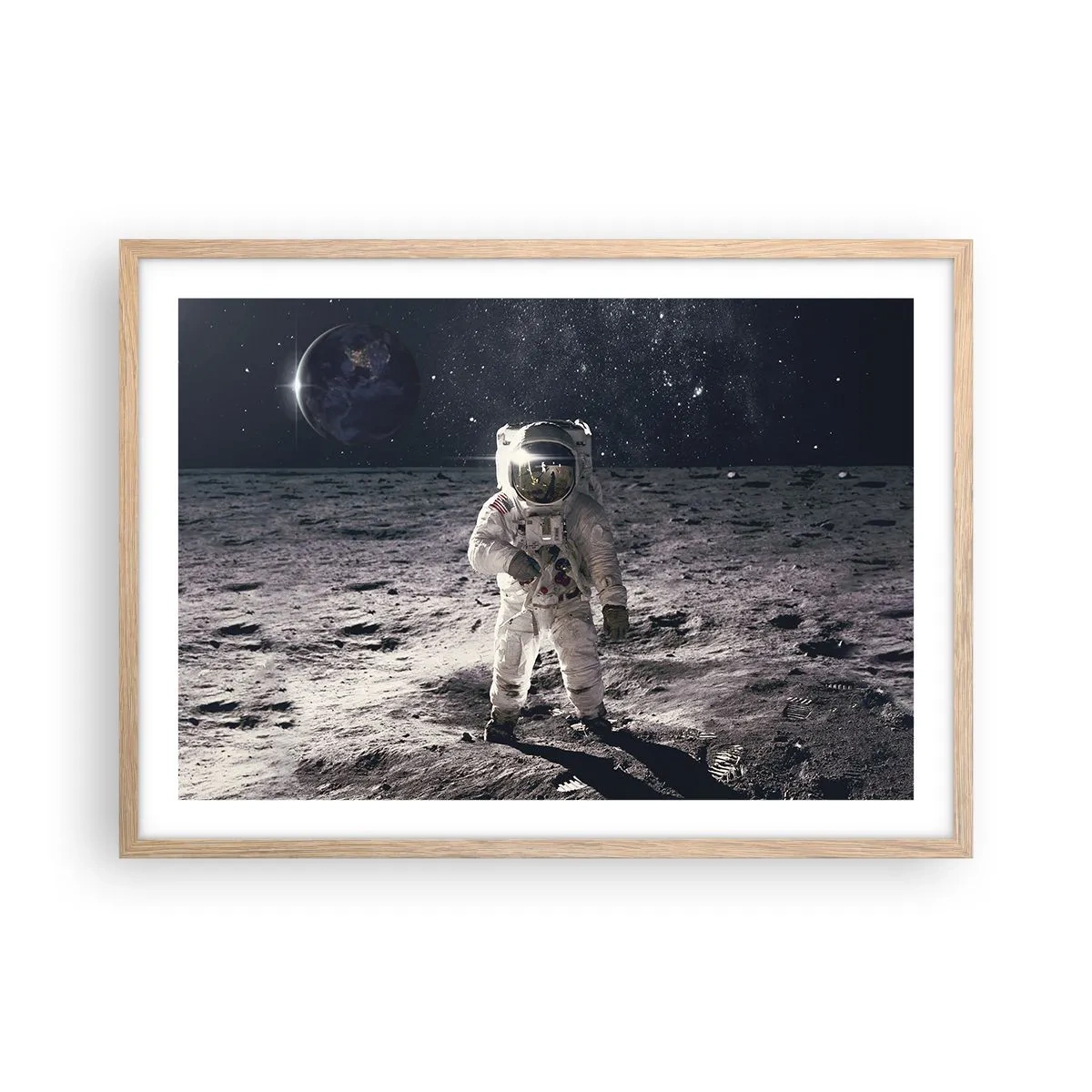 Pôster com moldura de carvalho claro - Saudações da Lua - 70x50 cm