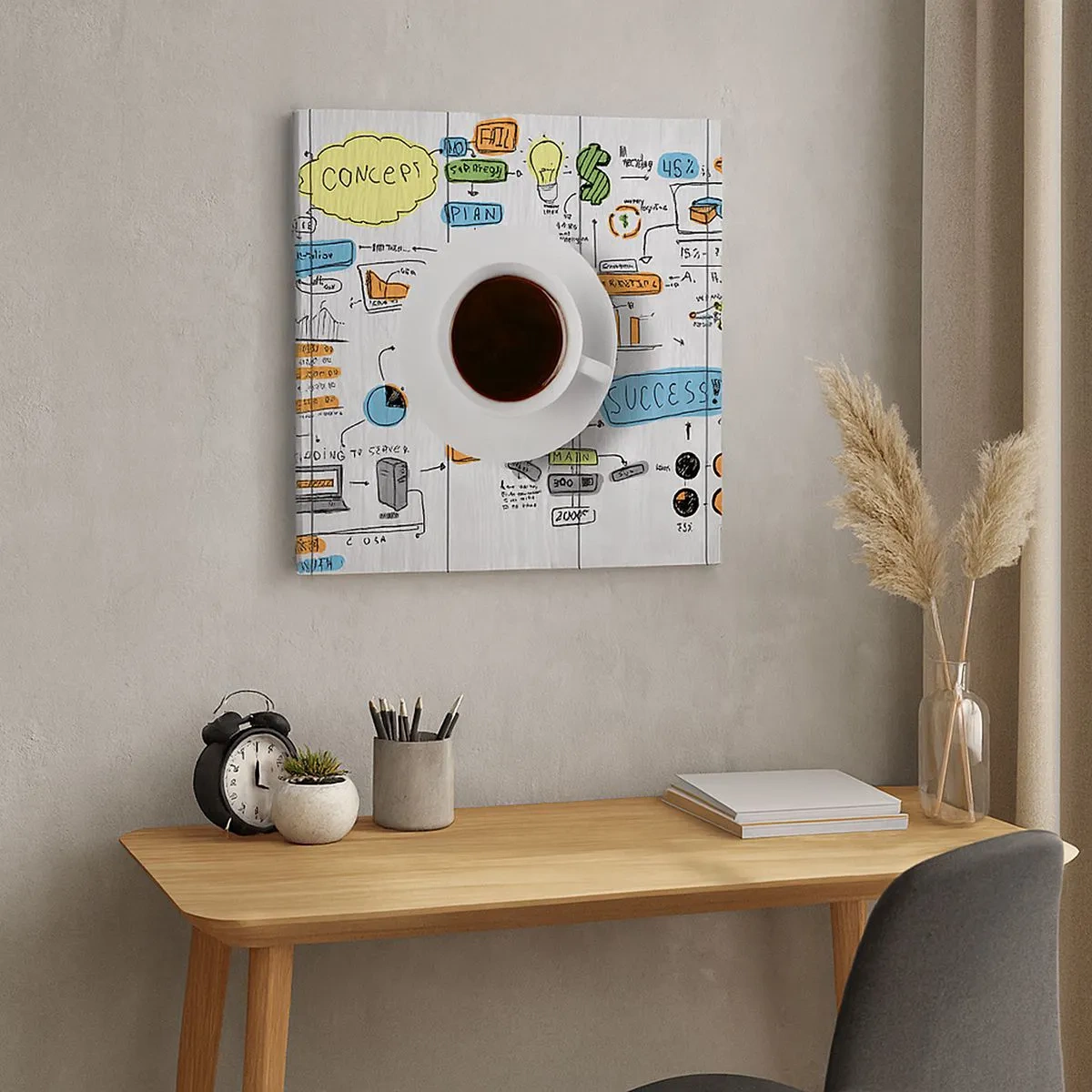 Quadro em tela - Tempo para uma pausa - 30x30 cm