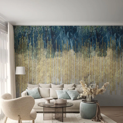 Papel de Parede Autocolante Deluxe Sticker - Borda dourada - Pedaço, Art Deco, Contemporâneo - 150x105 cm