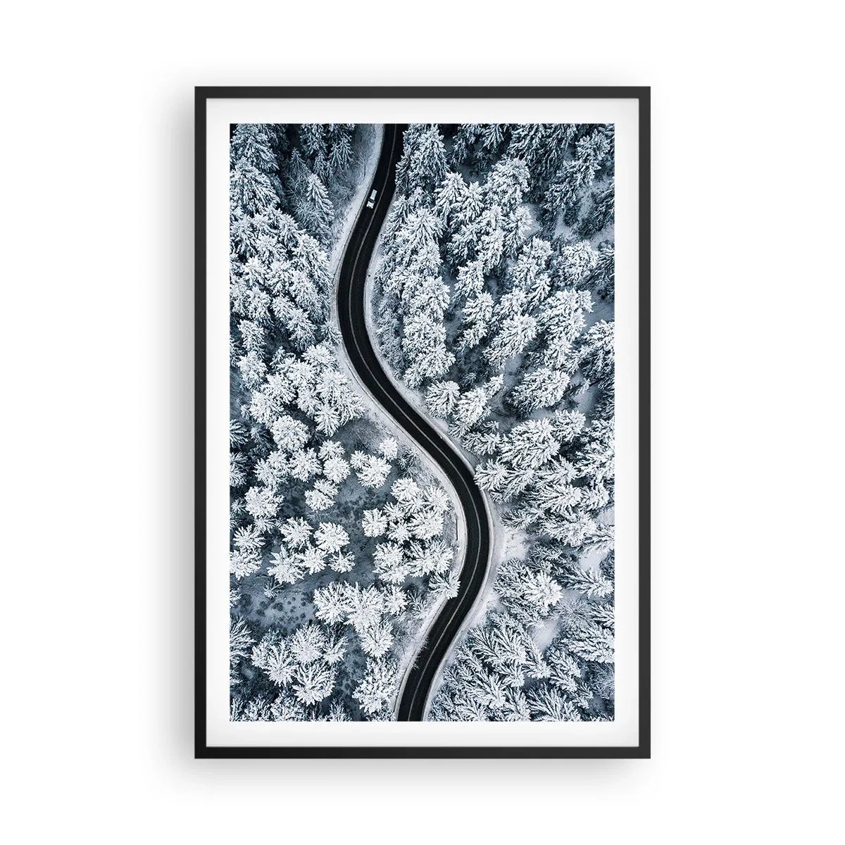 Pôster com moldura preta - Pelaa floresta no inverno - 61x91 cm