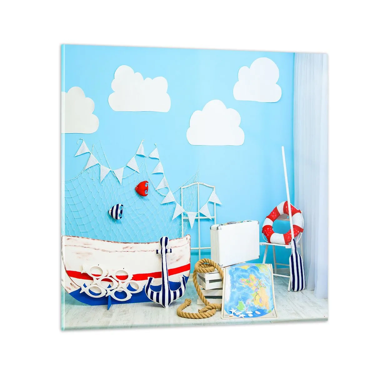 Quadro em vidro - Saudade infantil da aventura - 70x70 cm