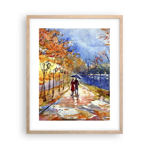 Pôster com moldura de carvalho claro - Juntos até ao limite do tempo - 40x50 cm