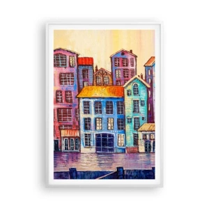 Pôster em moldura branca - Uma cidade como de um conto de fadas - 70x100 cm