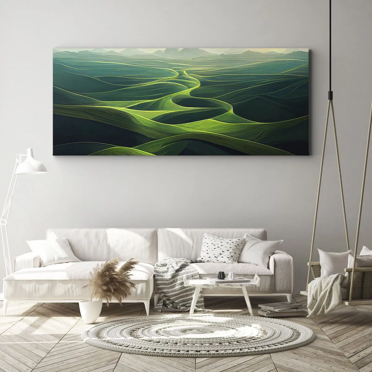 Quadro em tela - Nos vales verdes - 160x50 cm