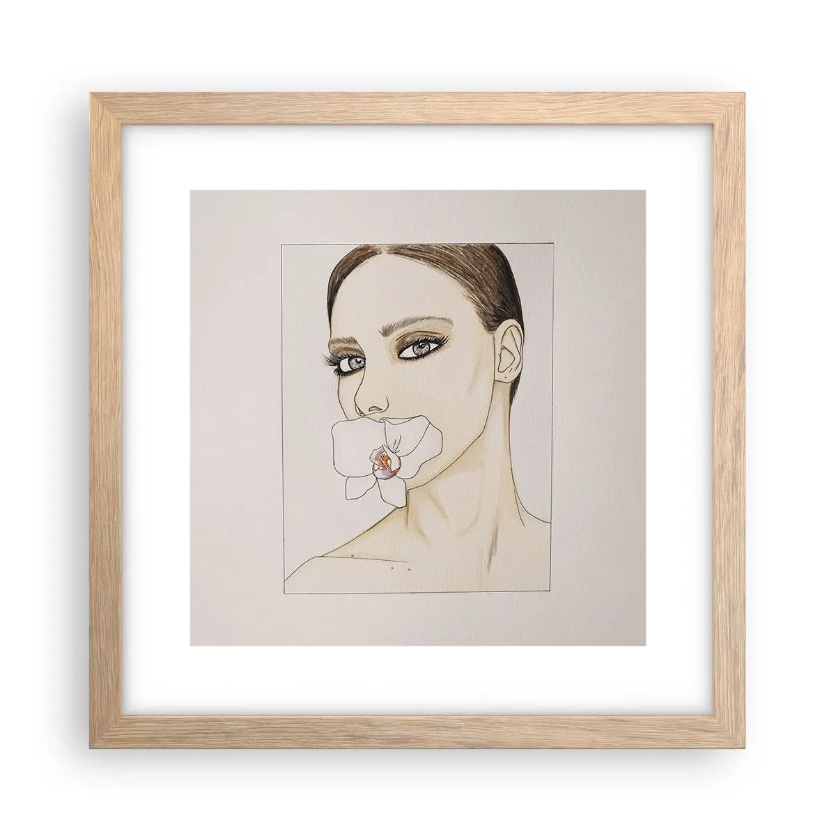 Pôster com moldura de carvalho claro - Símbolo de elegância e beleza - 30x30 cm