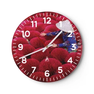 Relógio de parede - Relógio em vidro - No campo de arroz - 30x30 cm