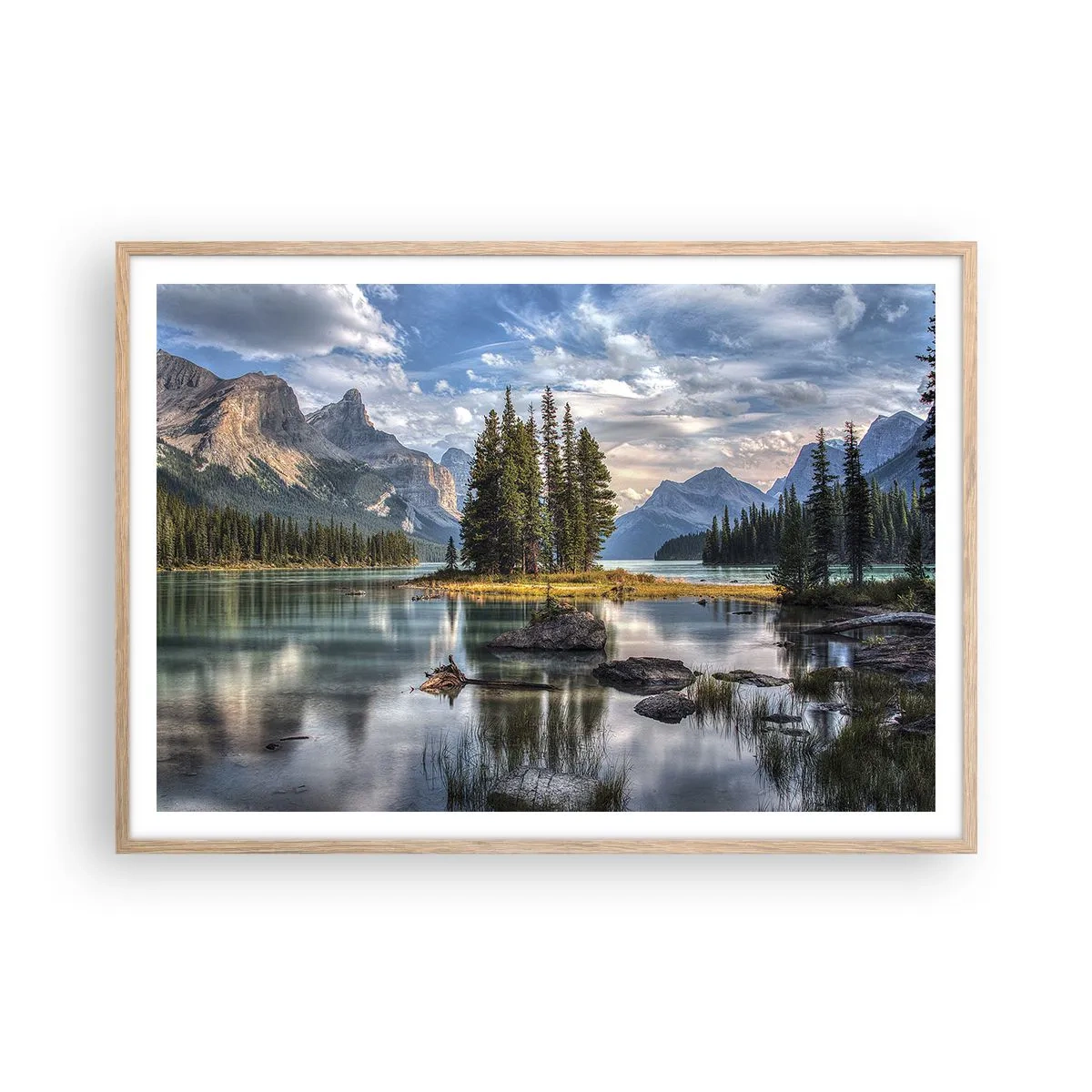 Pôster com moldura de carvalho claro - Por águas grandes e límpidas… - 100x70 cm