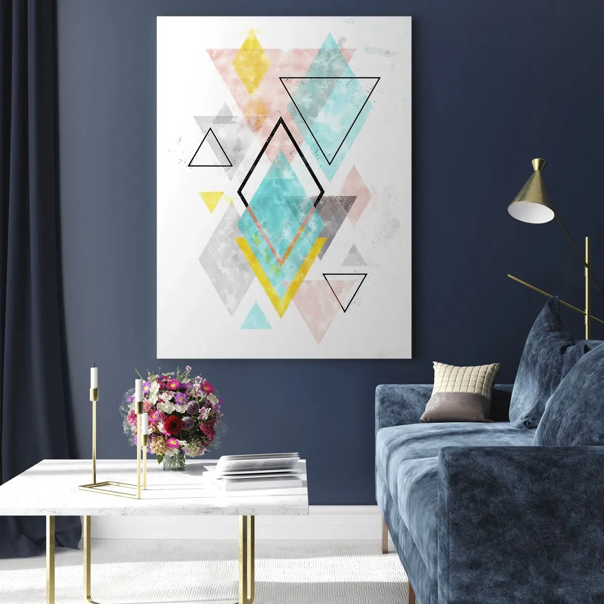 Quadro em vidro - Jogo geométrico - 50x70 cm
