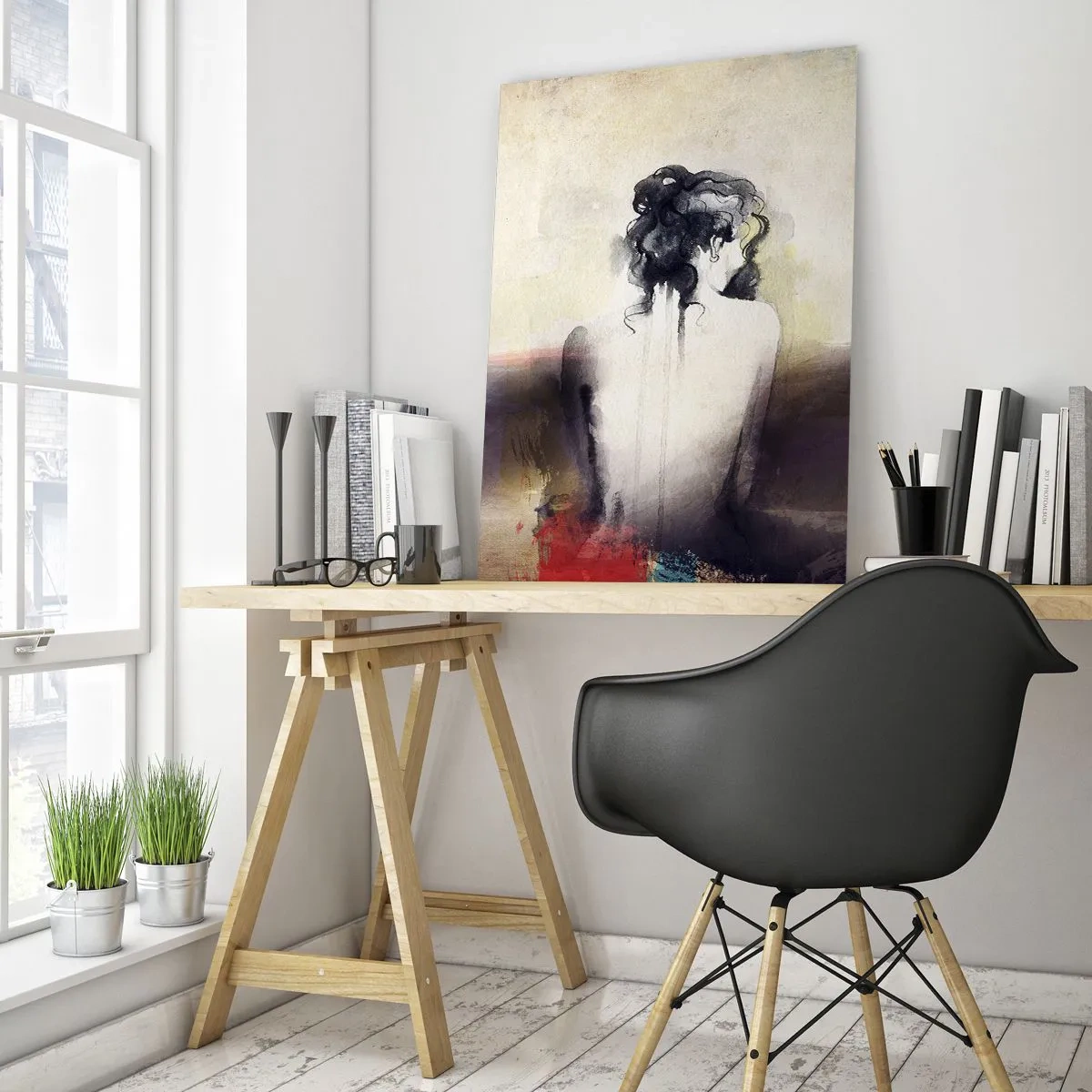 Quadro em vidro - Linhas suaves, formas ovais - 50x70 cm