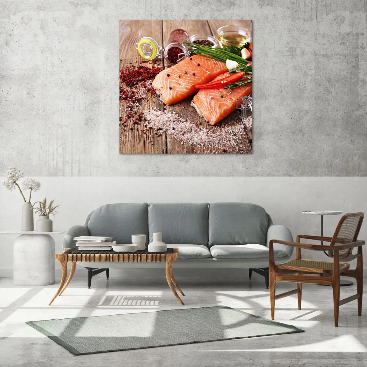 Quadro em vidro - Aventura norueguesa na cozinha - 70x70 cm