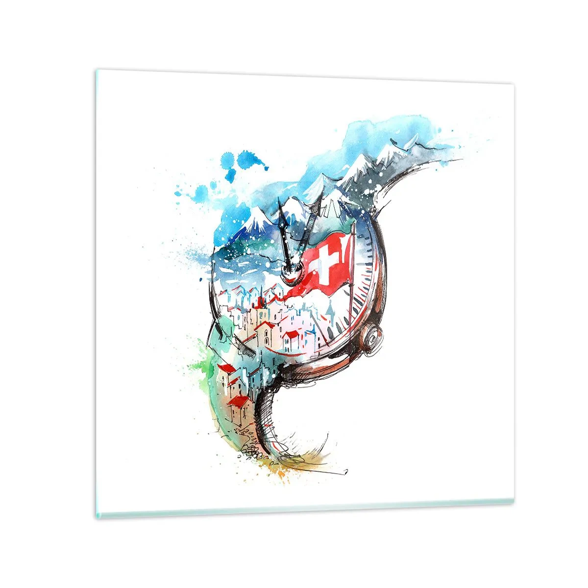 Quadro em vidro - O Espírito da Suíça - 60x60 cm