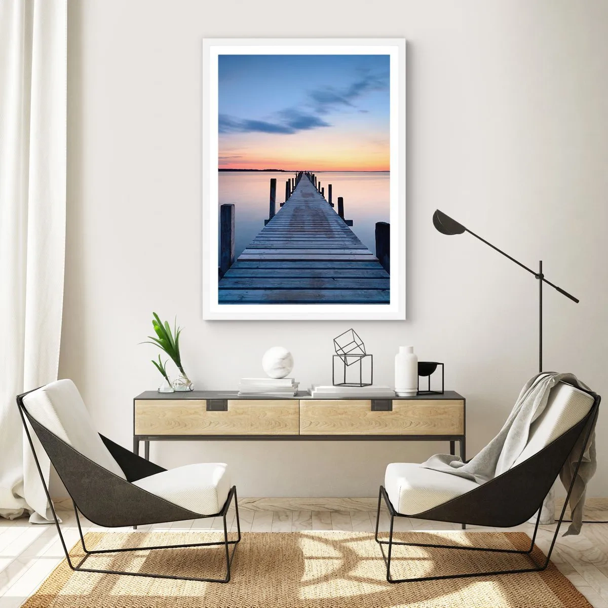 Pôster em moldura branca - A calma de um crepúsculo sereno - 61x91 cm