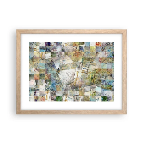 Pôster com moldura de carvalho claro - Embaralhamento geométrico - 40x30 cm
