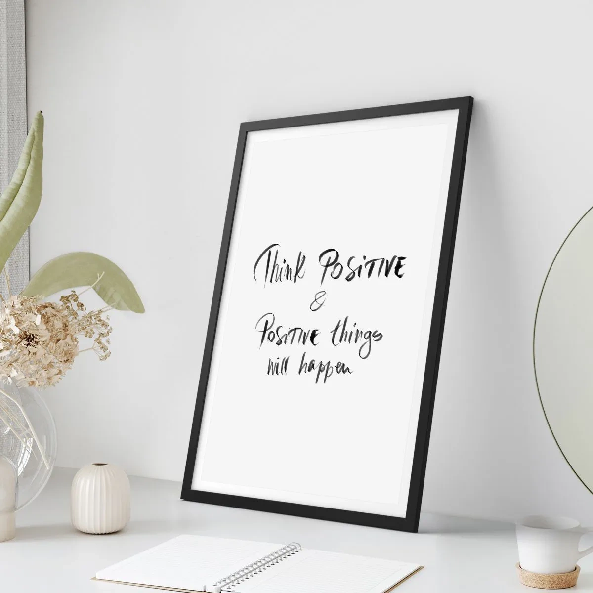 Pôster com moldura preta - Inscrição motivacional em estilo preto e branco - 50x70cm - Como viver? - Decoração de parede moderna para a sala de estar e quarto ARTTOR