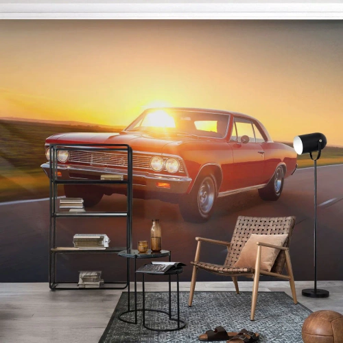 Papel de Parede Premium Sand - O desejo é vermelho - Carro, Viagem, Vintage - 150x105 cm