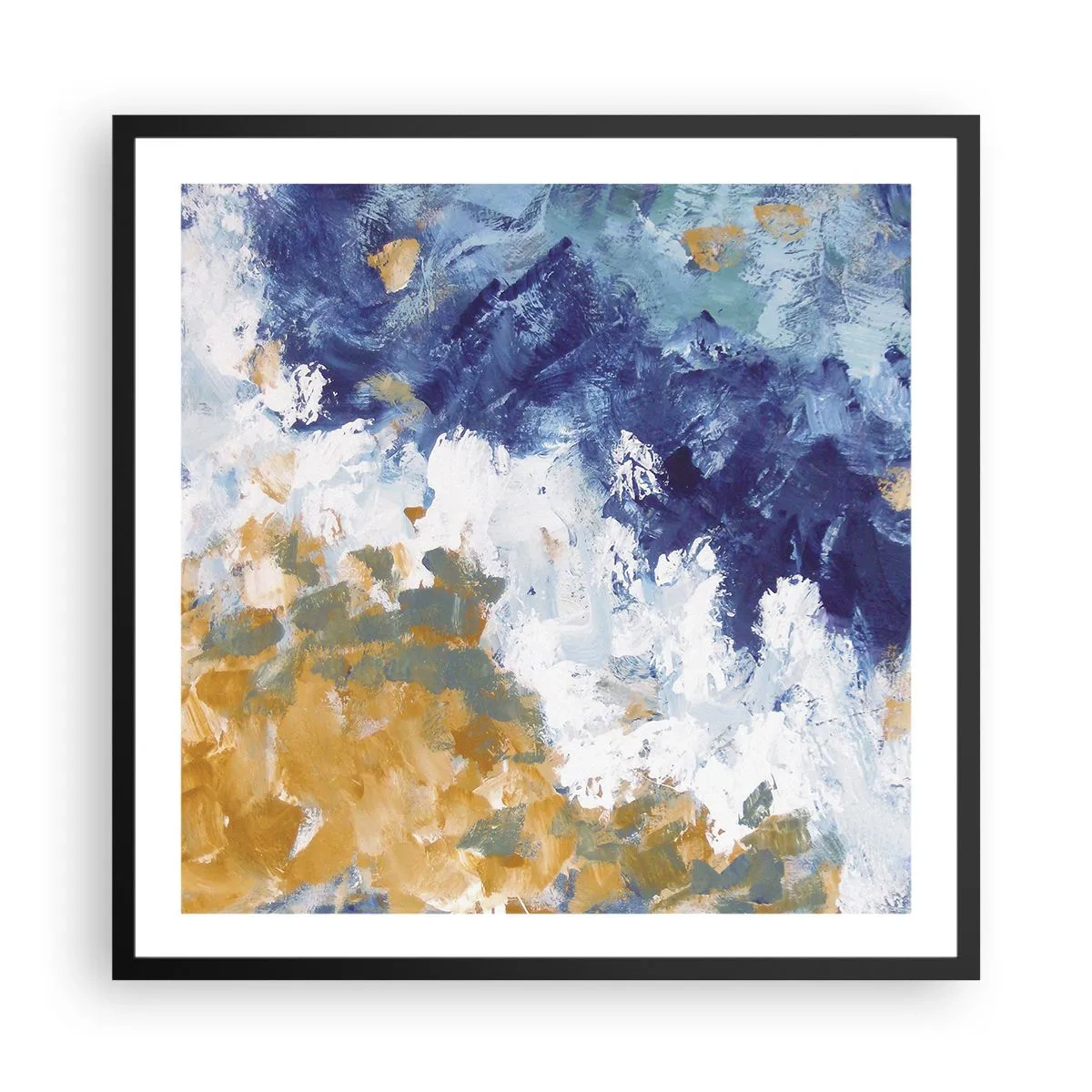 Pôster com moldura preta - Dança dos elementos - 60x60 cm