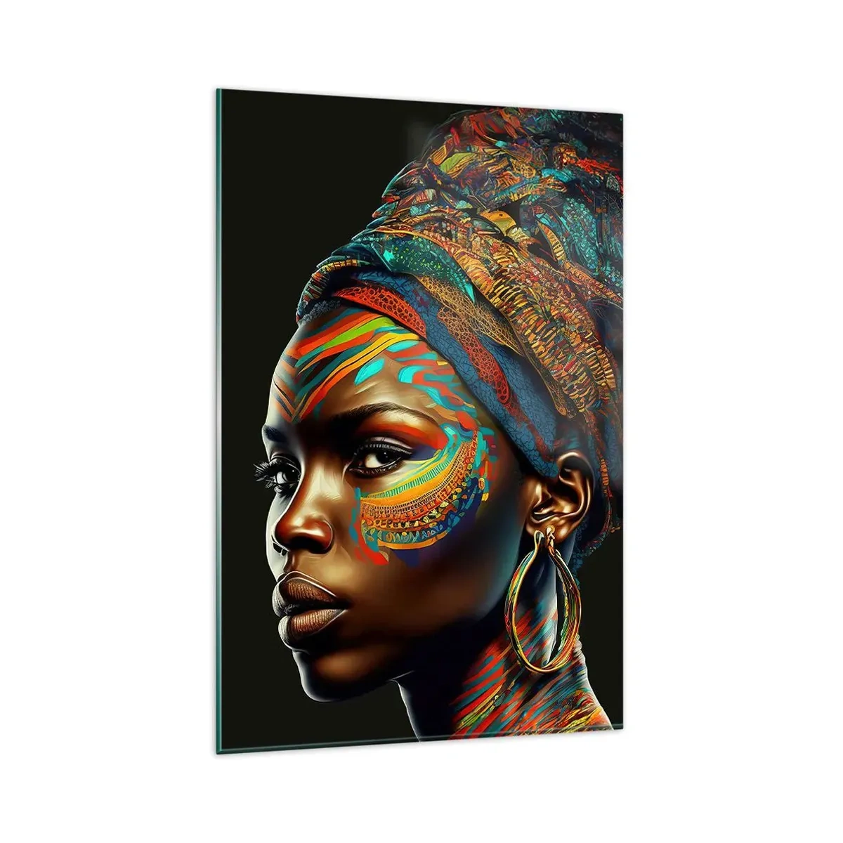 Quadro em vidro - Rainha africana - 80x120 cm