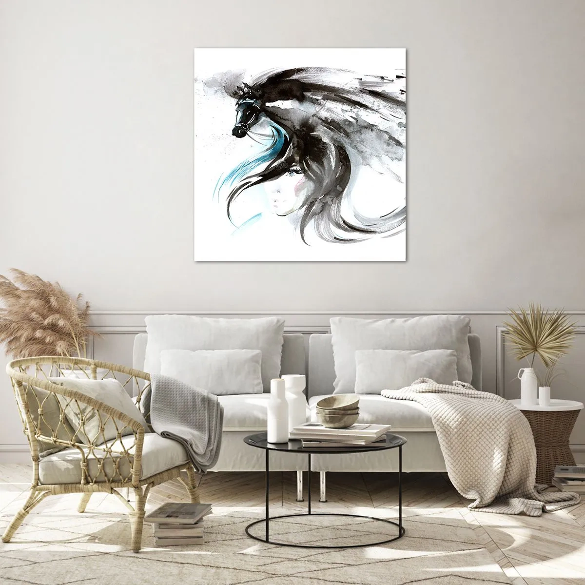 Quadro em vidro - O galope do Príncipe Negro - 60x60 cm