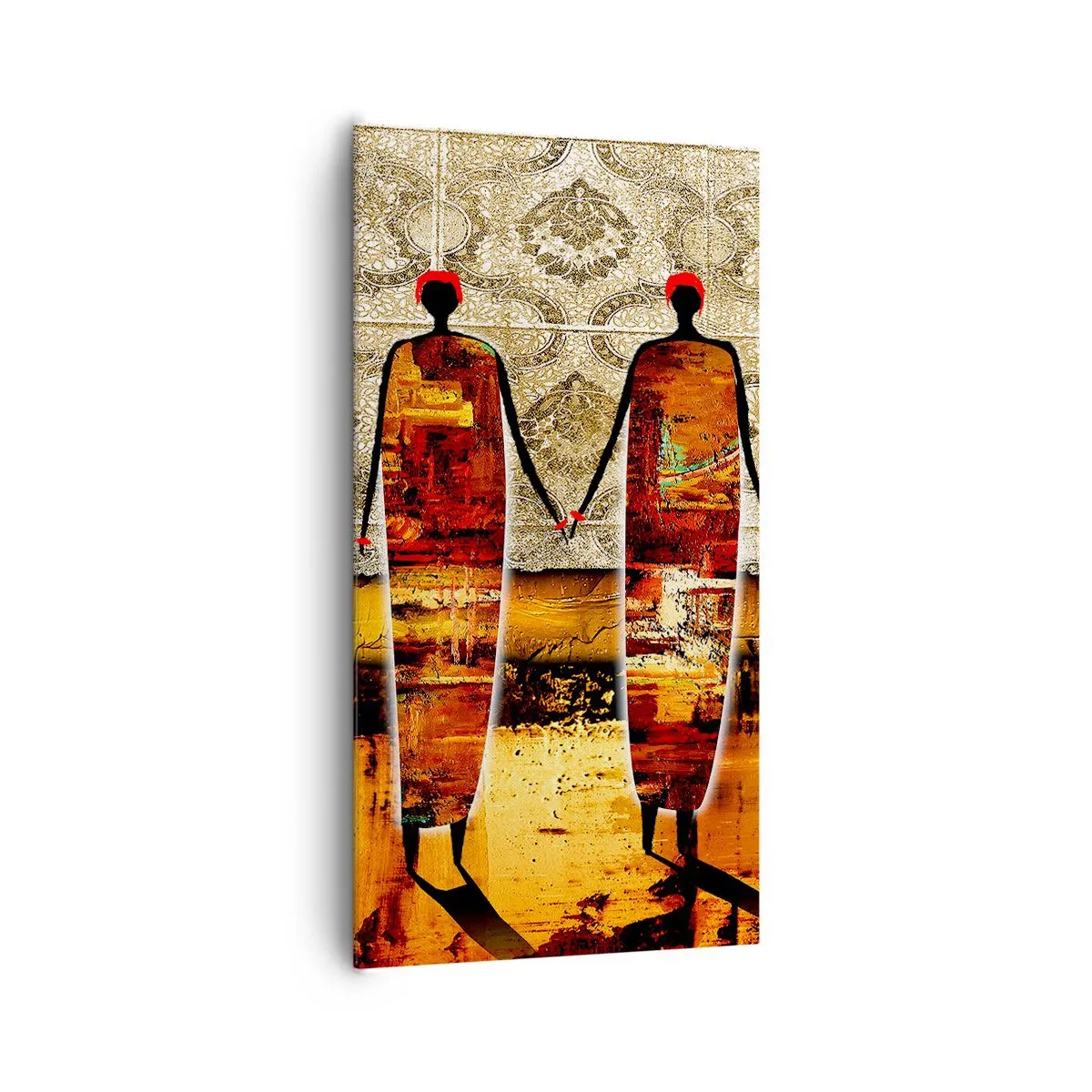 Quadro em tela - Composição étnica nas cores da África - 65x120 cm