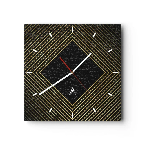 Relógio de parede - Relógio em vidro - Geometria em estilo glamoroso - 30x30 cm