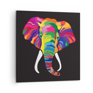 Quadro em tela - O elefante que adorava banhar-se no arco-íris - 60x60 cm