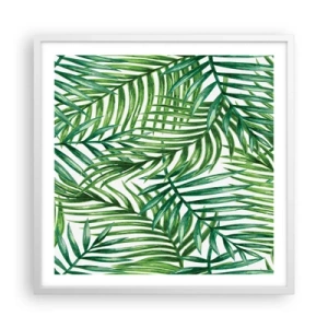 Pôster em moldura branca - Sob as folhas verdes - 60x60 cm