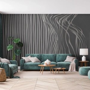 Papel de Parede Premium Sand - Ritmo e sotaque - Abstração, Pedaço, Preto e branco - 100x70 cm