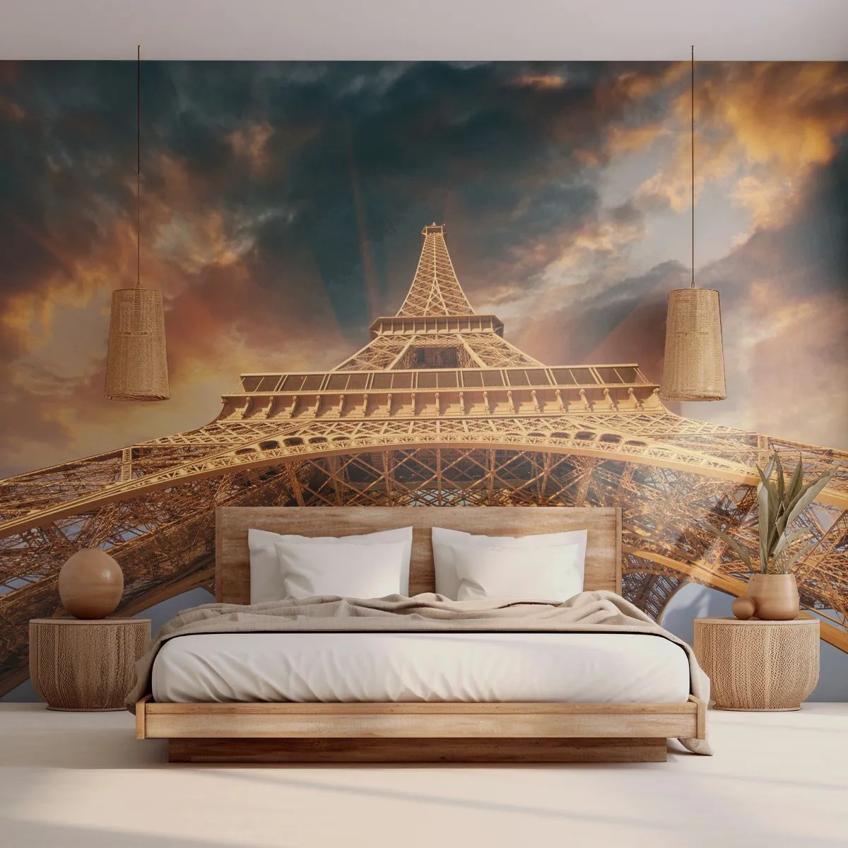 Papel de Parede Autocolante Deluxe Sticker - Como a humanidade chegou ao céu - Torre Eiffel, Arquitetura, Paris - 250x175 cm