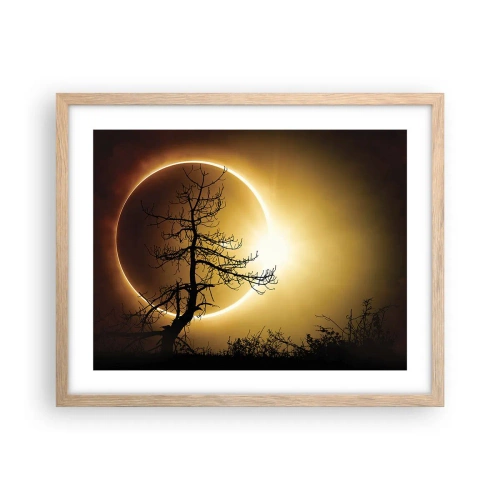 Pôster com moldura de carvalho claro - Eclipse total - 50x40 cm