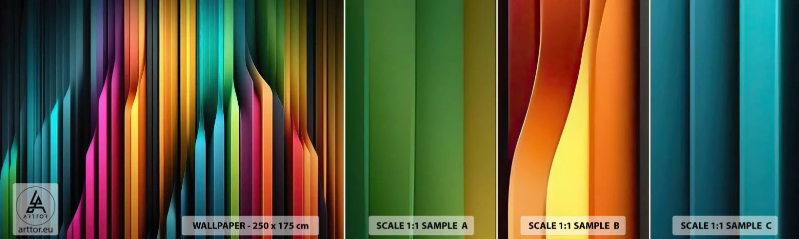 Amostra de Papel de Parede Standard Eco - Um órgão de luz - Colorida, Linhas, Abstração - 100x30 cm