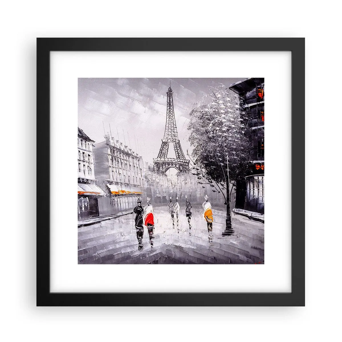 Pôster com moldura preta - Passeio em Paris - 30x30 cm