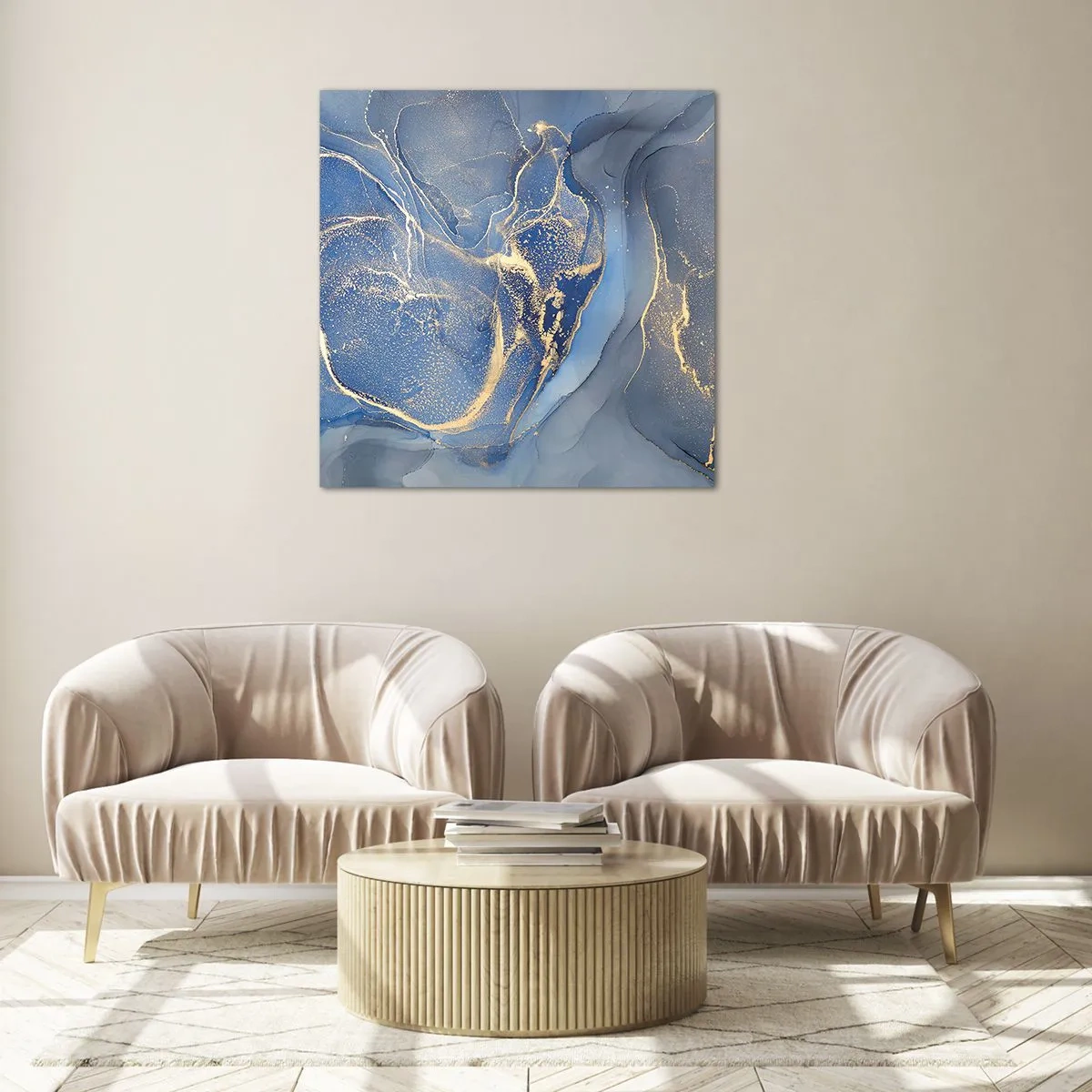 Quadro em vidro - Pó dourado - 40x40 cm