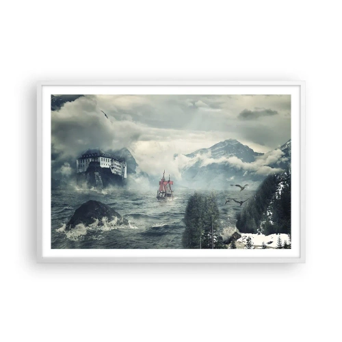 Pôster em moldura branca - Nas águas mágicas - 91x61 cm