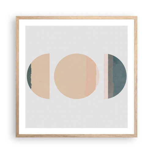 Pôster com moldura de carvalho claro - Círculo entre círculos - 60x60 cm