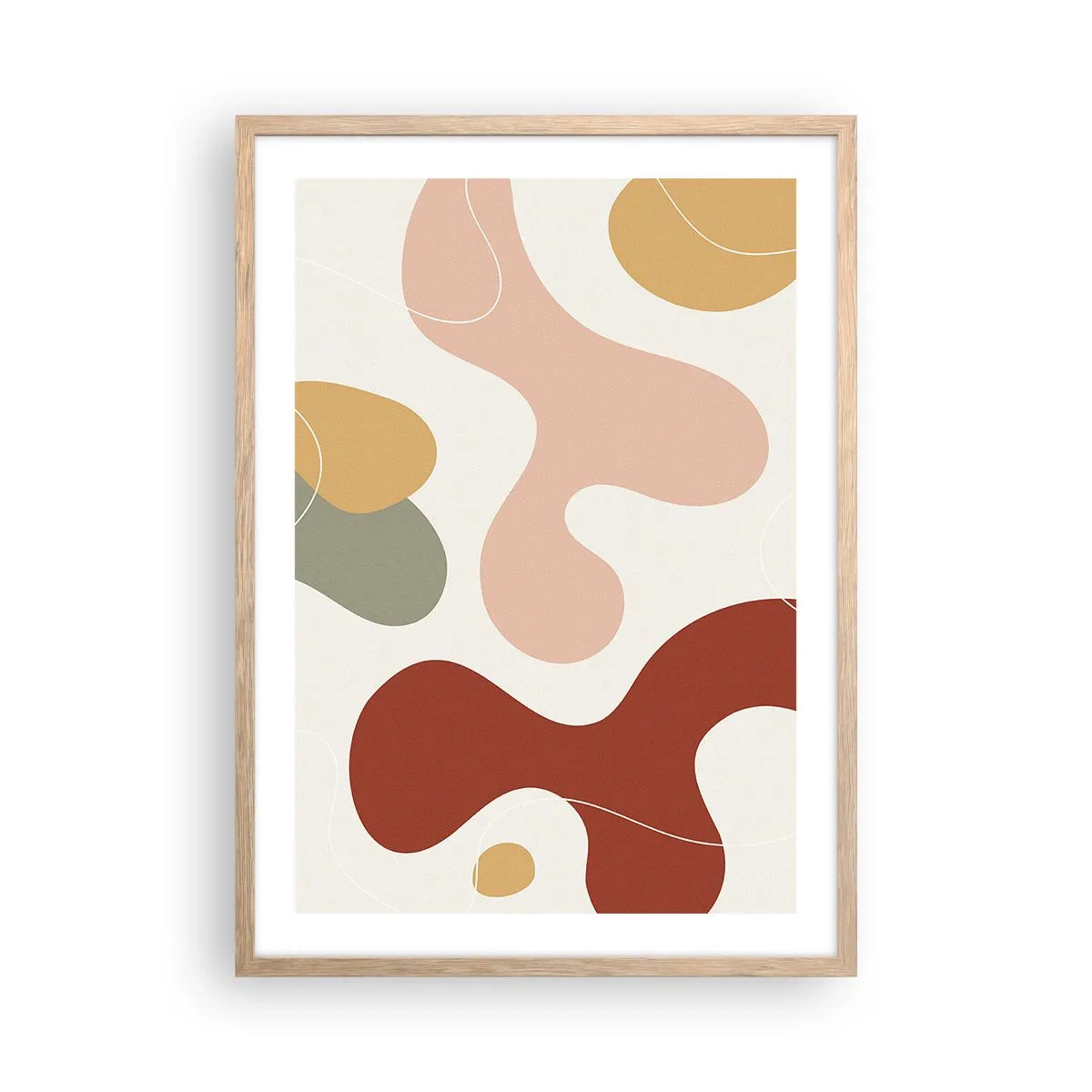 Pôster com moldura de carvalho claro - Ziguezagues ornamentais - 50x70 cm