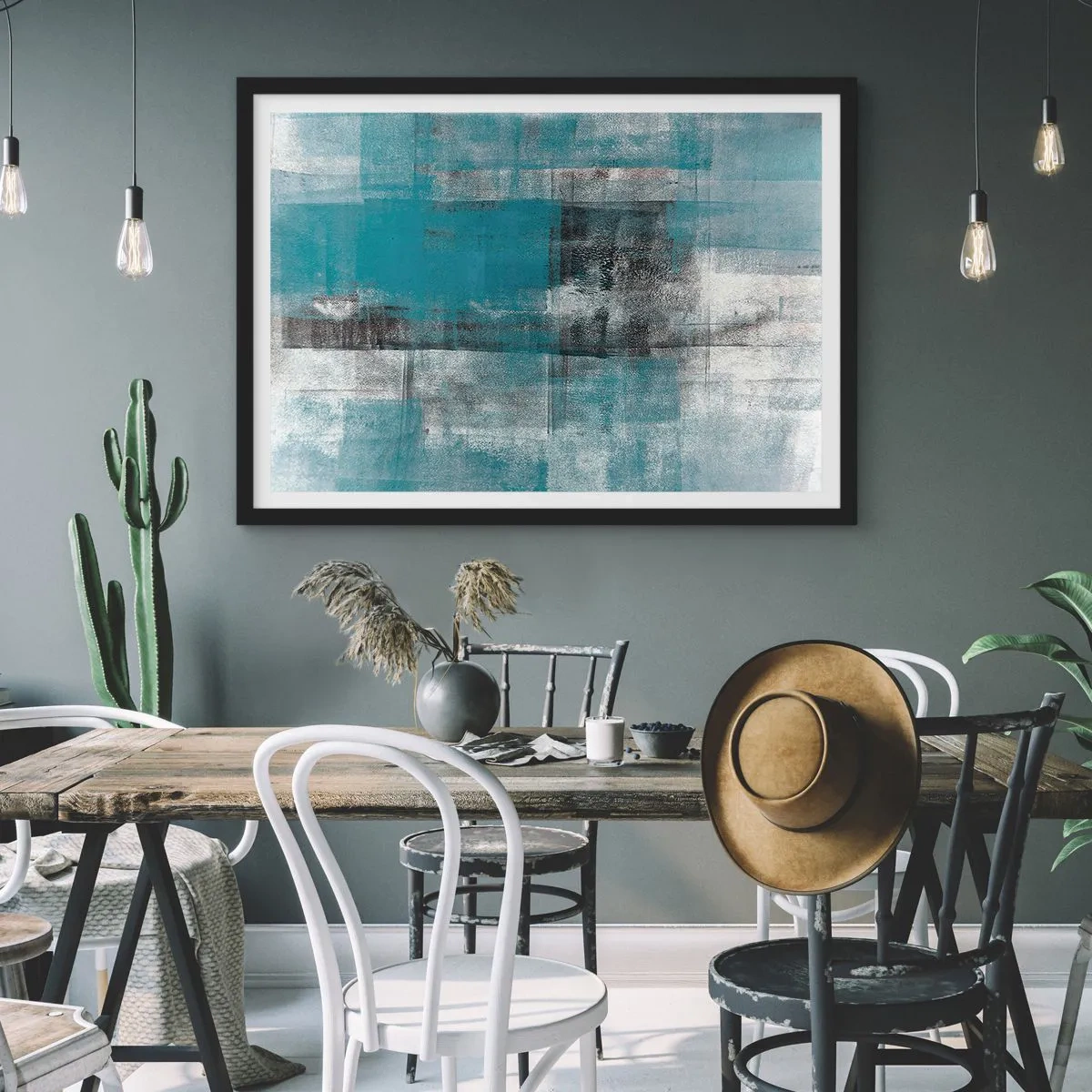 Pôster com moldura preta - Água e ar - 91x61 cm