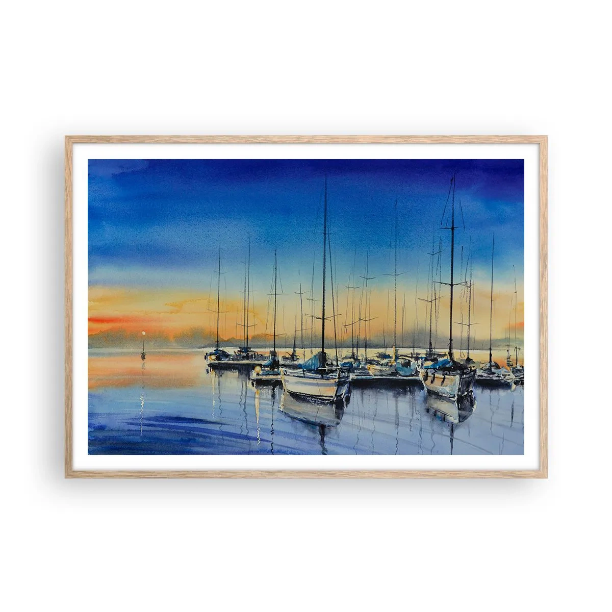 Pôster com moldura de carvalho claro - Fim de um bom dia - 100x70 cm