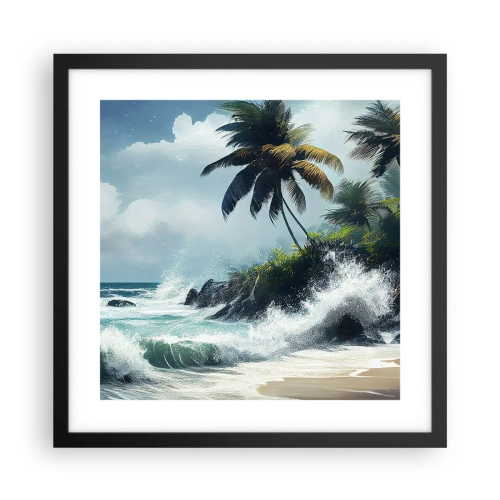 Pôster com moldura preta - Em uma costa tropical - 40x40 cm