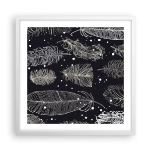 Pôster em moldura branca - Rendas de penas - 50x50 cm