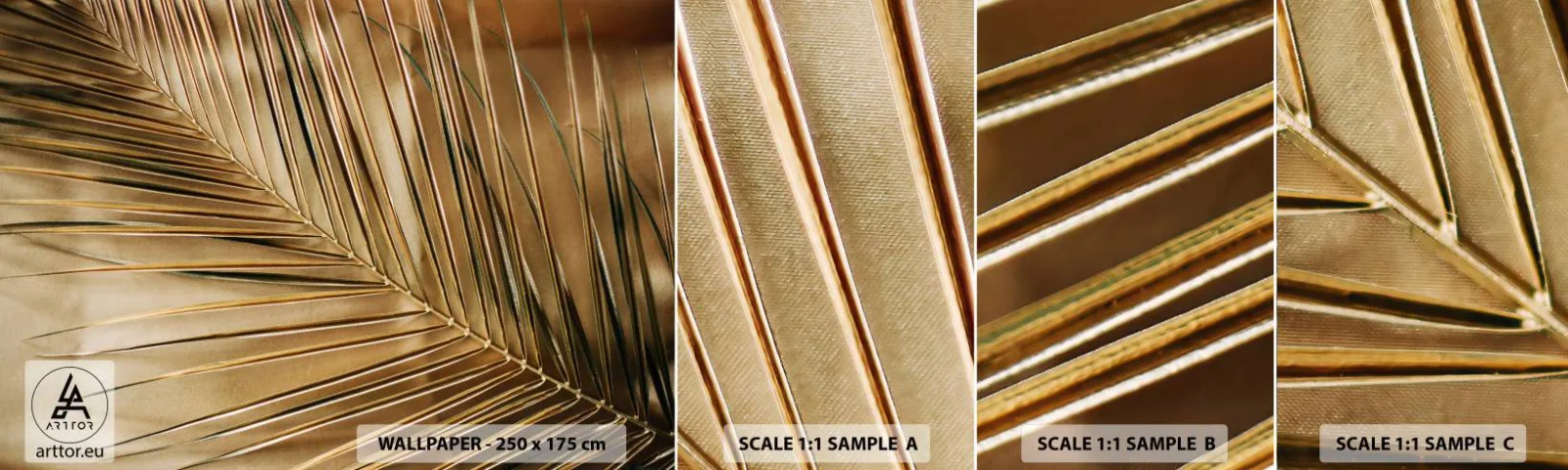 Amostra de papel de parede autocolante Deluxe Sticker - Colunata natural - Folha de palmeira, Gráficos, Trópicos - 100x30 cm