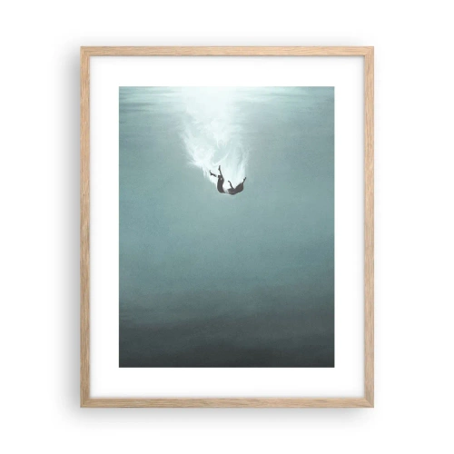 Pôster com moldura de carvalho claro - Nos braços do oceano - 40x50 cm